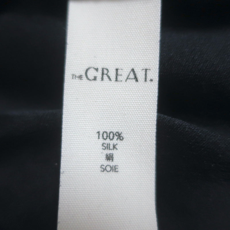 THE GREAT Ruffle Hem Tank Top Black Silk Size 2 Sleeveless V-Neck Blouse
