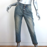 Brunello Cucinelli Boyish Fit Low Slung Tapered Jeans Faded Blue Size US 4