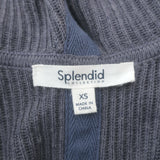 Splendid Dove Hooded Cardigan Navy/White Dip Dye Ribbed Knit Size Extra Small
