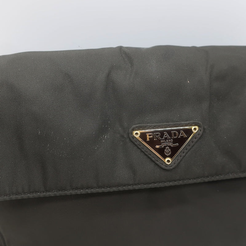 Prada Tessuto Nylon Catena Chain-Strap Flap Crossbody Bag Very Dark Brown