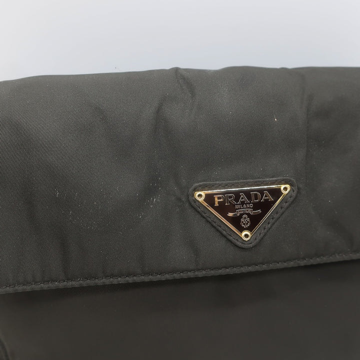 Prada Tessuto Nylon Catena Chain-Strap Flap Crossbody Bag Very Dark Brown