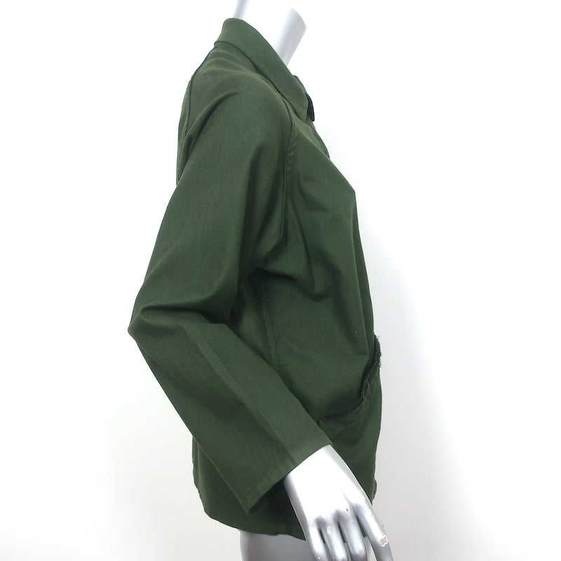 THE GREAT Frayed Army Jacket Dark Olive Size 1