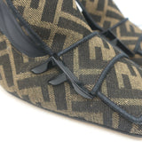 Fendi FFreedom Slingback Pumps Tobacco Zucca Canvas Size 38