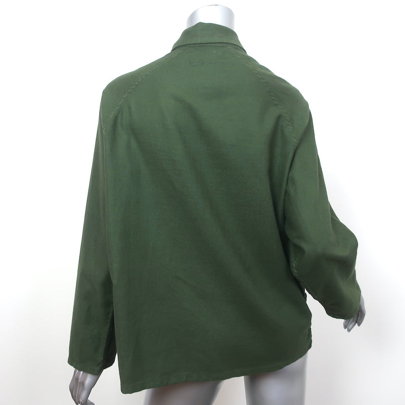 THE GREAT Frayed Army Jacket Dark Olive Size 1