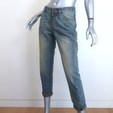 Brunello Cucinelli Boyish Fit Low Slung Tapered Jeans Faded Blue Size US 4