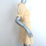 Reformation Evianna Puff Sleeve Mini Dress Pale Yellow Linen Size 6