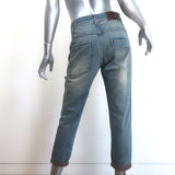 Brunello Cucinelli Boyish Fit Low Slung Tapered Jeans Faded Blue Size US 4