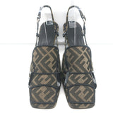 Fendi FFreedom Slingback Pumps Tobacco Zucca Canvas Size 38