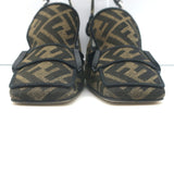 Fendi FFreedom Slingback Pumps Tobacco Zucca Canvas Size 38