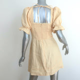 Reformation Evianna Puff Sleeve Mini Dress Pale Yellow Linen Size 6