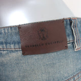 Brunello Cucinelli Boyish Fit Low Slung Tapered Jeans Faded Blue Size US 4
