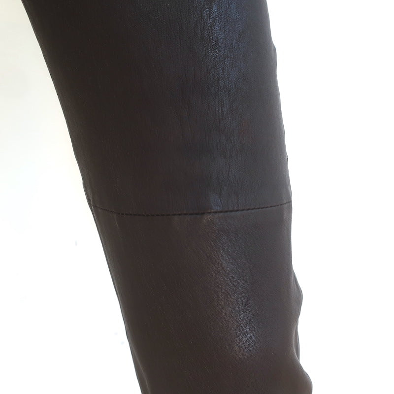 SPRWMN Leather Drawstring Joggers Dark Brown Size Extra Small