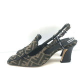 Fendi FFreedom Slingback Pumps Tobacco Zucca Canvas Size 38