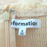 Reformation Evianna Puff Sleeve Mini Dress Pale Yellow Linen Size 6