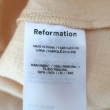 Reformation Evianna Puff Sleeve Mini Dress Pale Yellow Linen Size 6