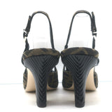 Fendi FFreedom Slingback Pumps Tobacco Zucca Canvas Size 38