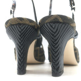Fendi FFreedom Slingback Pumps Tobacco Zucca Canvas Size 38