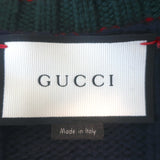 Gucci Bee-Embroidered Cardigan Navy Wool Ribbed Knit Size Small V-Neck Sweater
