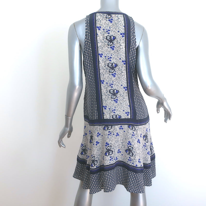 Rebecca Taylor Sleeveless Mini Dress Navy Floral Print Silk Size 8