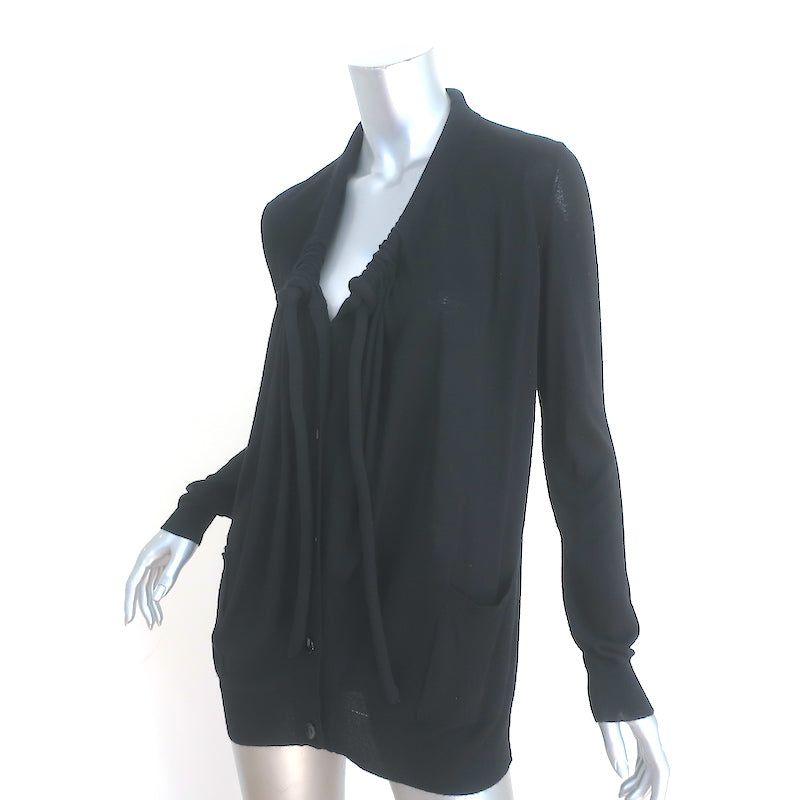 Maison Margiela Drawstring Draped Neck Cardigan Black Size Medium