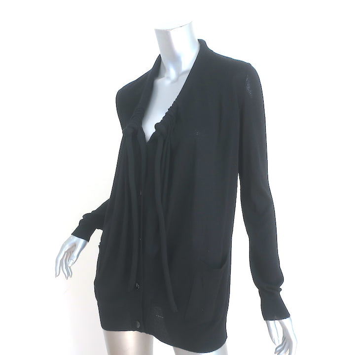 Maison Margiela Drawstring Draped Neck Cardigan Black Size Medium