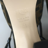 Fendi FFreedom Slingback Pumps Tobacco Zucca Canvas Size 38