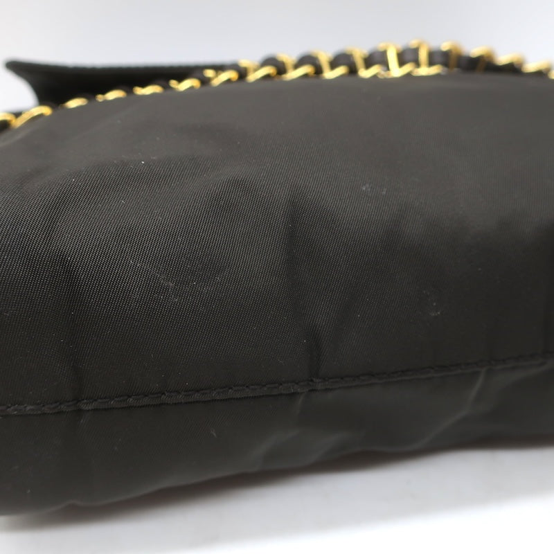 Prada Tessuto Nylon Catena Chain-Strap Flap Crossbody Bag Very Dark Brown