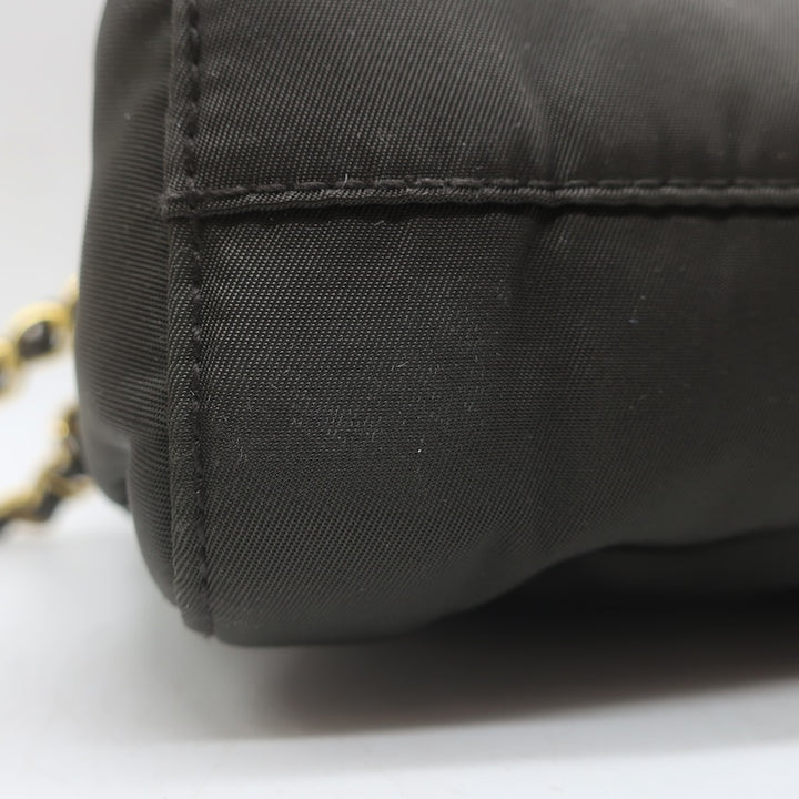 Prada Tessuto Nylon Catena Chain-Strap Flap Crossbody Bag Very Dark Brown