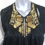 Givenchy Jeweled Satin Blouse Black Silk Size 40 Sleeveless Top