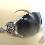 Bvlgari Crystal-Embellished Shield Sunglasses Black/Silver 6039-B 102/8G