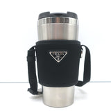 Prada Re-Nylon & Stainless Steel Travel Mug Set Black/Silver 450ml NEW