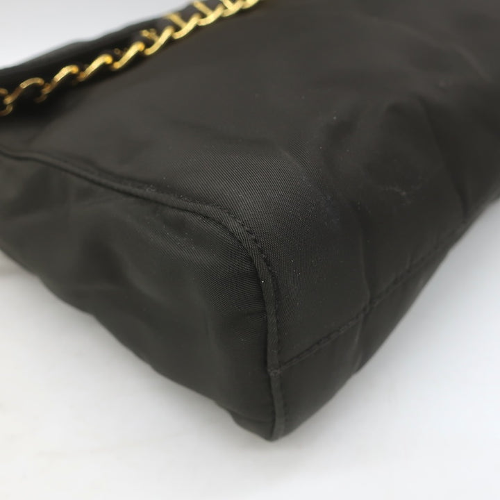 Prada Tessuto Nylon Catena Chain-Strap Flap Crossbody Bag Very Dark Brown