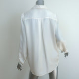 L'Agence Button Down Blouse Cream Reptile Print Silk Size Medium Long Sleeve Top