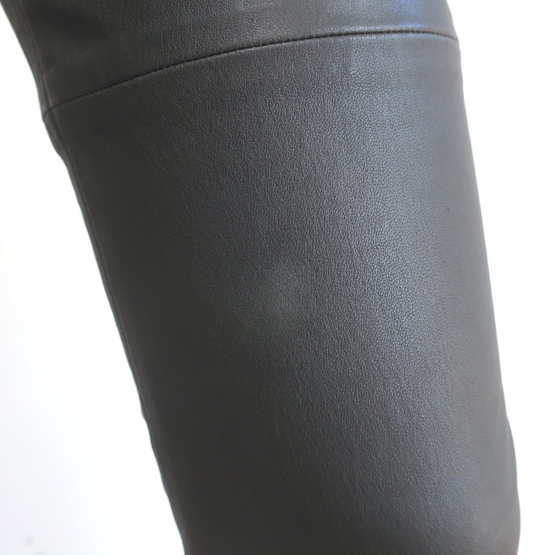 Brunello Cucinelli Stretch Leather Leggings Gray Size US 6