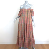 THE GREAT The Nightingale Plaid Maxi Dress Multicolor Cotton Size 1