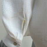 L'Agence Button Down Blouse Cream Reptile Print Silk Size Medium Long Sleeve Top