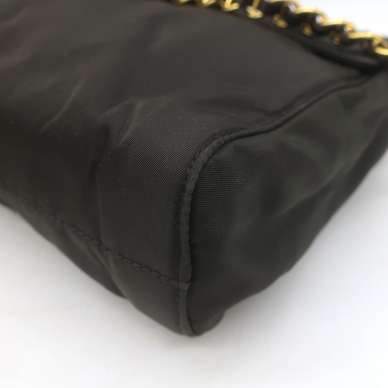 Prada Tessuto Nylon Catena Chain-Strap Flap Crossbody Bag Very Dark Brown