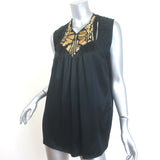 Givenchy Jeweled Satin Blouse Black Silk Size 40 Sleeveless Top