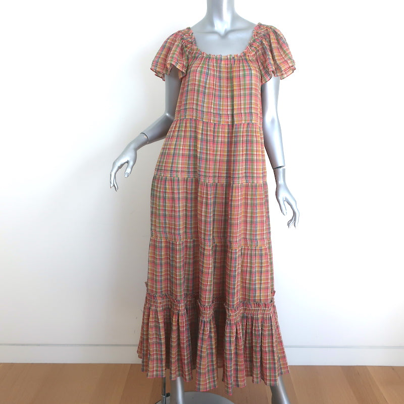 THE GREAT The Nightingale Plaid Maxi Dress Multicolor Cotton Size 1 Celebrity Owned THE GREAT The Nightingale Plaid Maxi Dress Multicolor Cotton Size 1 Celebrity Owned