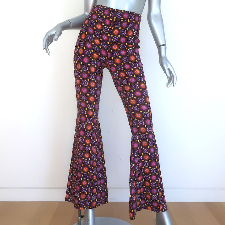 Givenchy Psychedelic Print Flared Pants Burgundy/Multi Stretch Jersey Size 34