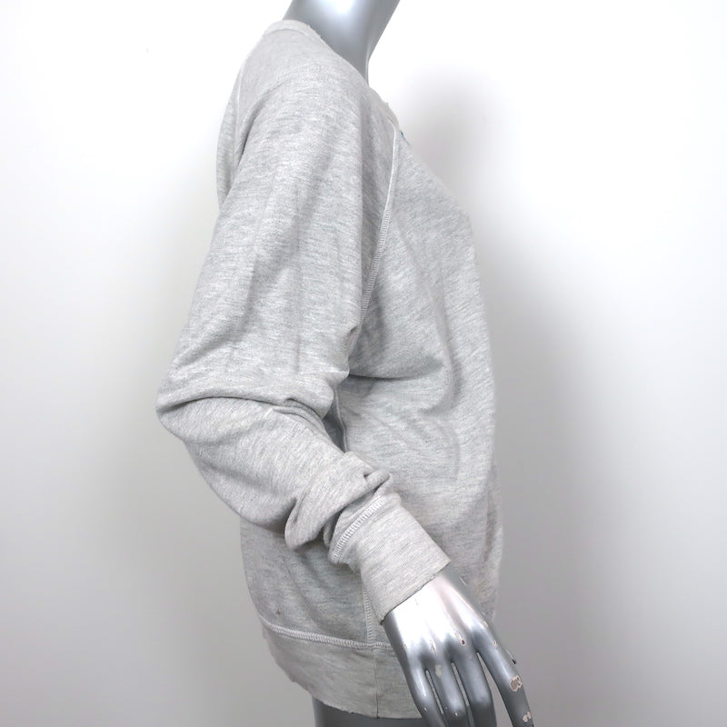 THE GREAT Floral Embroidered College Sweatshirt Heather Gray Size 2