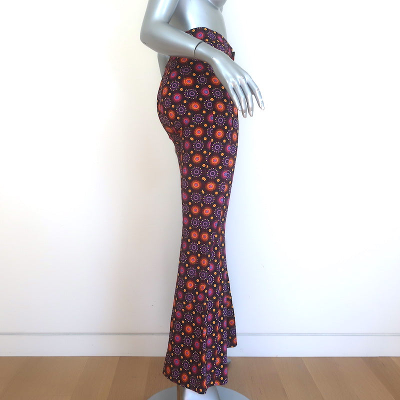 Givenchy Psychedelic Print Flared Pants Burgundy/Multi Stretch Jersey Size 34