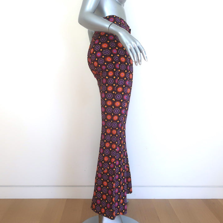 Givenchy Psychedelic Print Flared Pants Burgundy/Multi Stretch Jersey Size 34