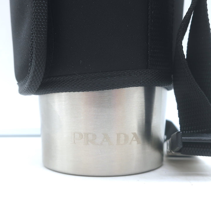 Prada Re-Nylon &amp; Stainless Steel Travel Mug Set Black/Silver 450ml NEW