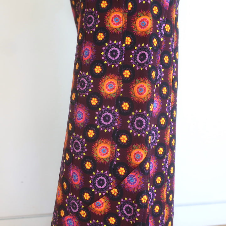 Givenchy Psychedelic Print Flared Pants Burgundy/Multi Stretch Jersey Size 34