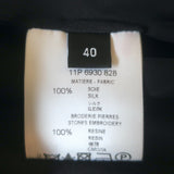 Givenchy Jeweled Satin Blouse Black Silk Size 40 Sleeveless Top