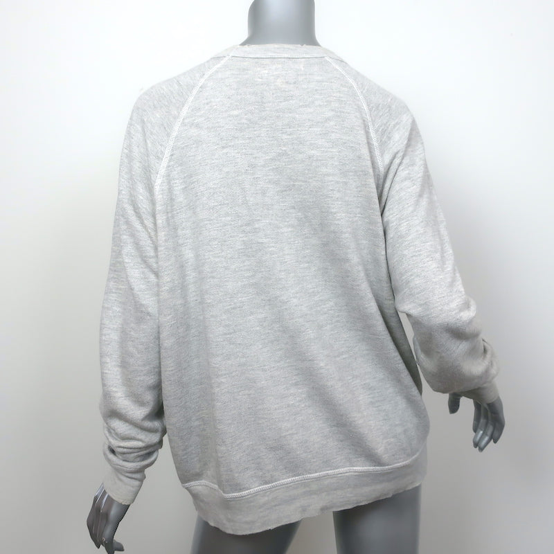 THE GREAT Floral Embroidered College Sweatshirt Heather Gray Size 2