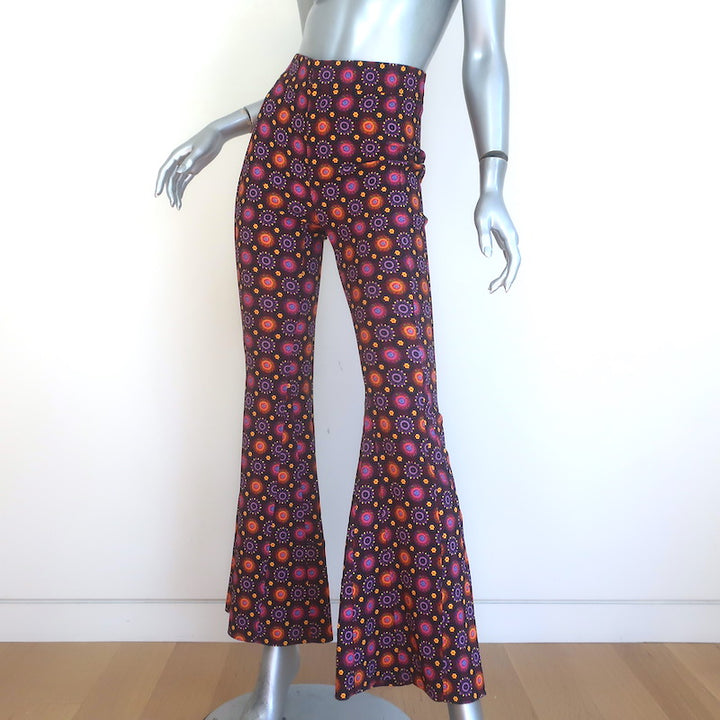 Givenchy Psychedelic Print Flared Pants Burgundy/Multi Stretch Jersey Size 34