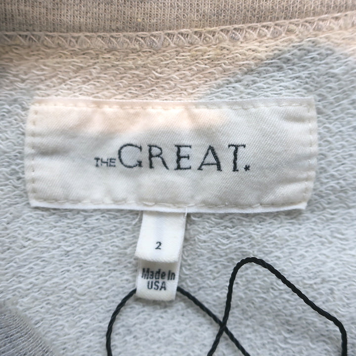 THE GREAT Floral Embroidered College Sweatshirt Heather Gray Size 2