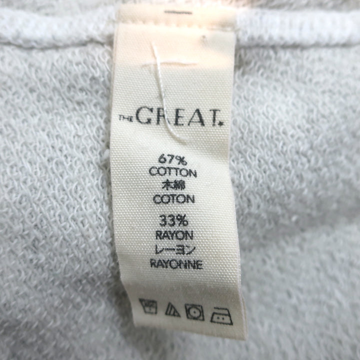 THE GREAT Floral Embroidered College Sweatshirt Heather Gray Size 2